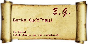 Berka Györgyi névjegykártya